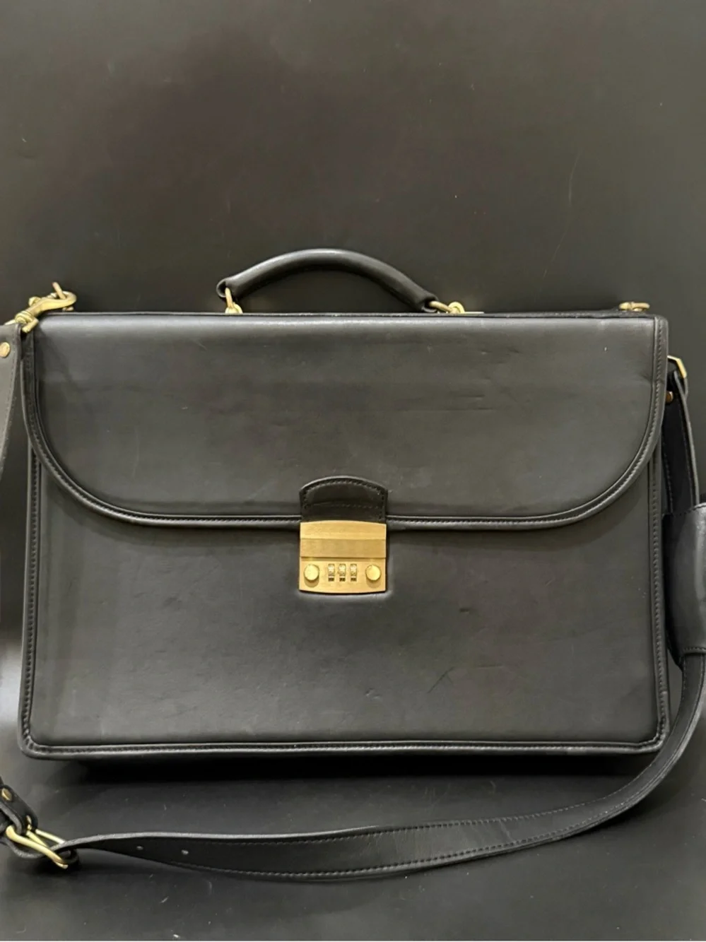 Vintage 90’s COACH Black Leather Diplomat Attache or Business Attaché Briefcase